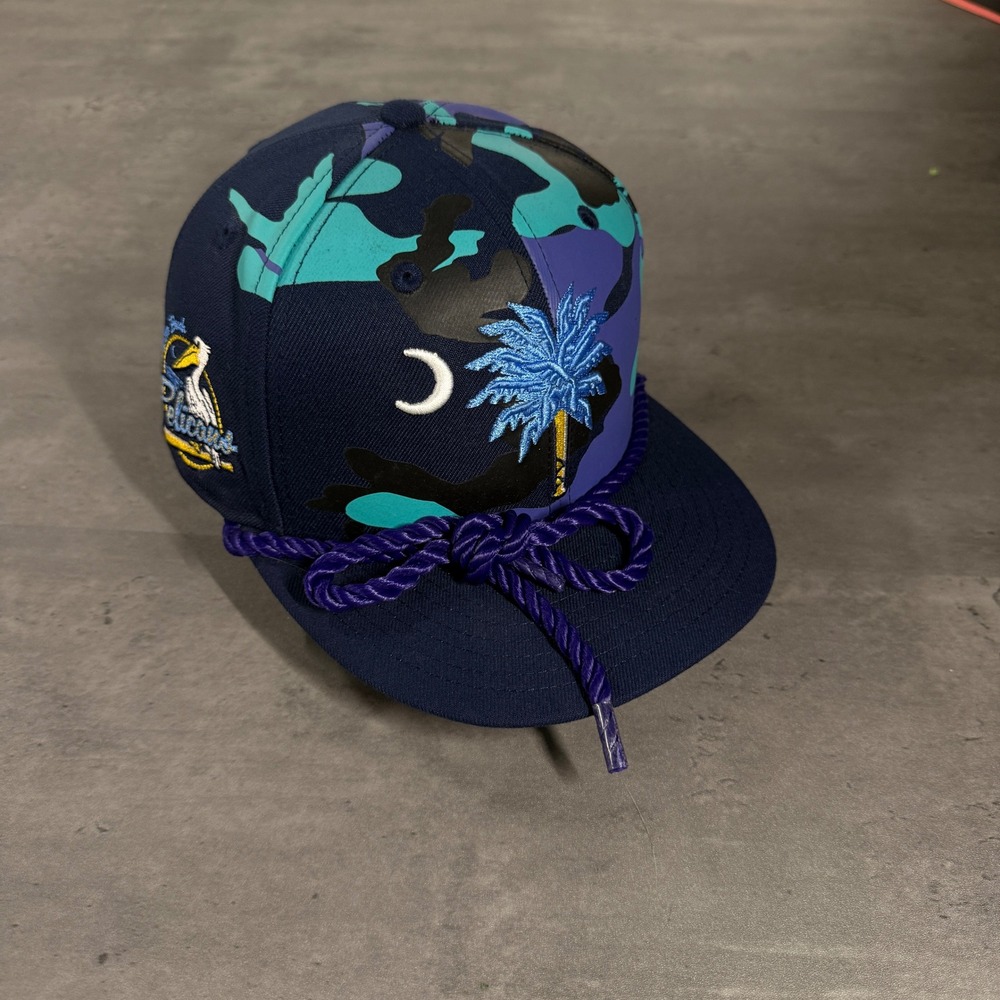 New Era Myrtle Beach Pelicans Hat 7 1/4 Navy Camo MyFitteds Sasuke Anime Pack